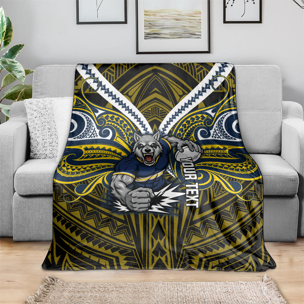 Custom North Queensland Cowboys Blanket Bull Warrior Polynesia Islander Rugby Mascot
