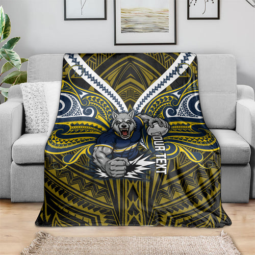Custom North Queensland Cowboys Blanket Bull Warrior Polynesia Islander Rugby Mascot