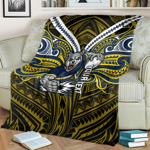 Custom North Queensland Cowboys Blanket Bull Warrior Polynesia Islander Rugby Mascot
