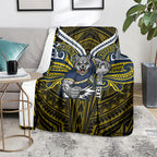 Custom North Queensland Cowboys Blanket Bull Warrior Polynesia Islander Rugby Mascot