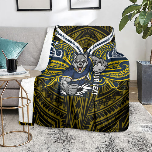 Custom North Queensland Cowboys Blanket Bull Warrior Polynesia Islander Rugby Mascot
