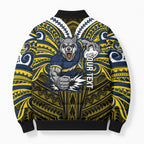 Custom North Queensland Cowboys Bomber Puffer Jacket Bull Warrior Polynesia Islander Rugby Mascot