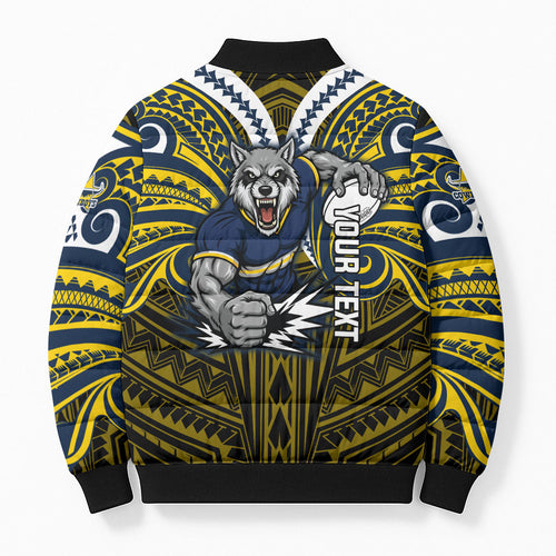 Custom North Queensland Cowboys Bomber Puffer Jacket Bull Warrior Polynesia Islander Rugby Mascot