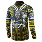 Custom North Queensland Cowboys Button Sweatshirt Bull Warrior Polynesia Islander Rugby Mascot