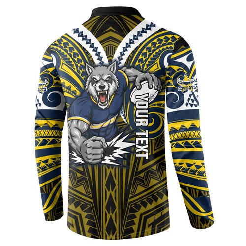 Custom North Queensland Cowboys Button Sweatshirt Bull Warrior Polynesia Islander Rugby Mascot