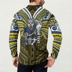 Custom North Queensland Cowboys Button Sweatshirt Bull Warrior Polynesia Islander Rugby Mascot