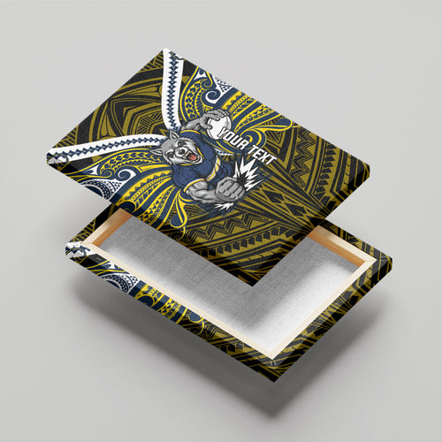 Custom North Queensland Cowboys Canvas Wall Art Bull Warrior Polynesia Islander Rugby Mascot