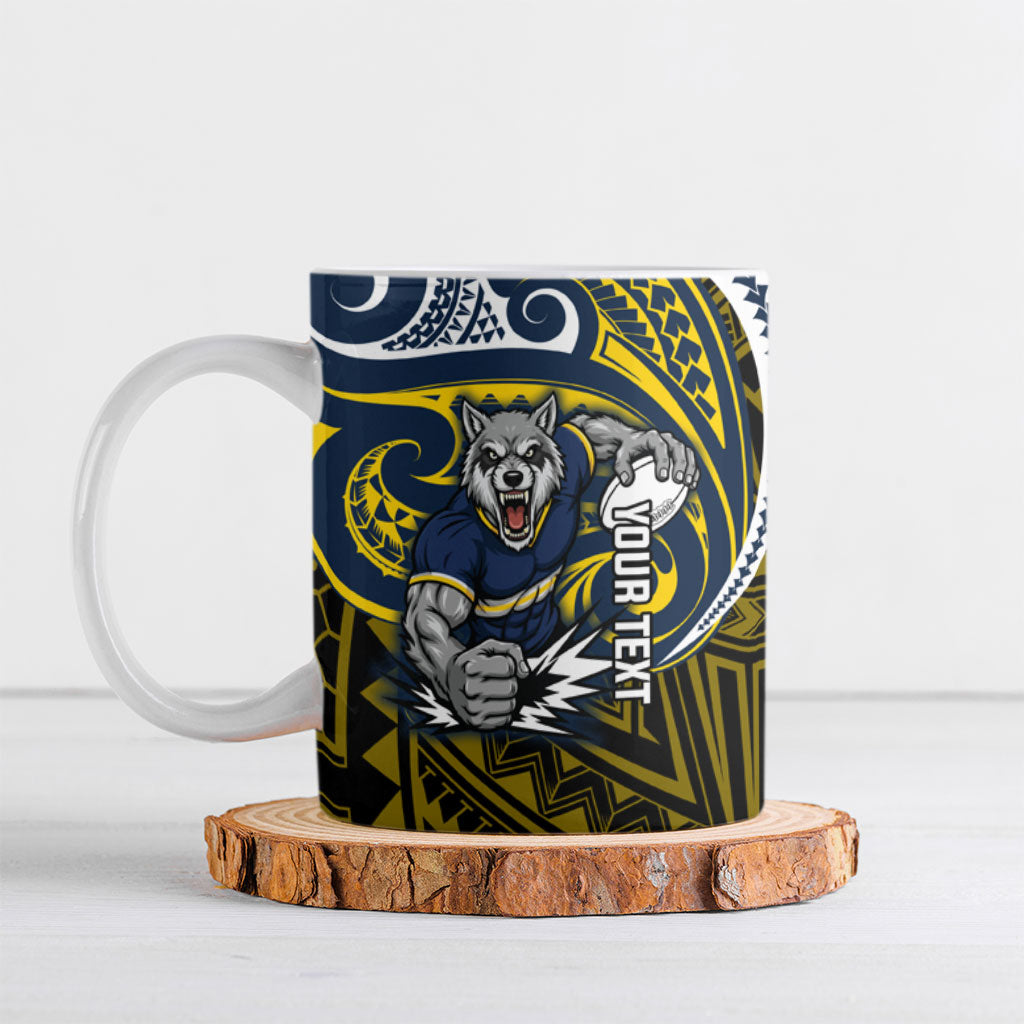 Custom North Queensland Cowboys Ceramic Mug Bull Warrior Polynesia Islander Rugby Mascot