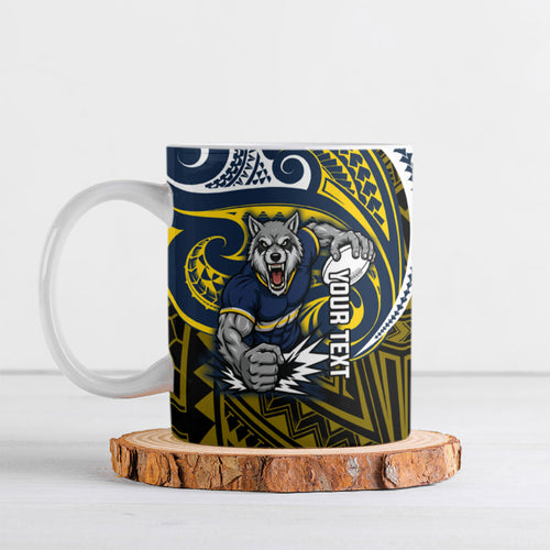Custom North Queensland Cowboys Ceramic Mug Bull Warrior Polynesia Islander Rugby Mascot