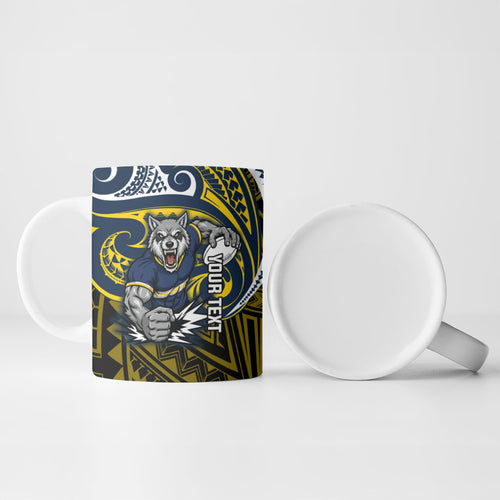 Custom North Queensland Cowboys Ceramic Mug Bull Warrior Polynesia Islander Rugby Mascot