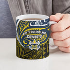 Custom North Queensland Cowboys Ceramic Mug Bull Warrior Polynesia Islander Rugby Mascot