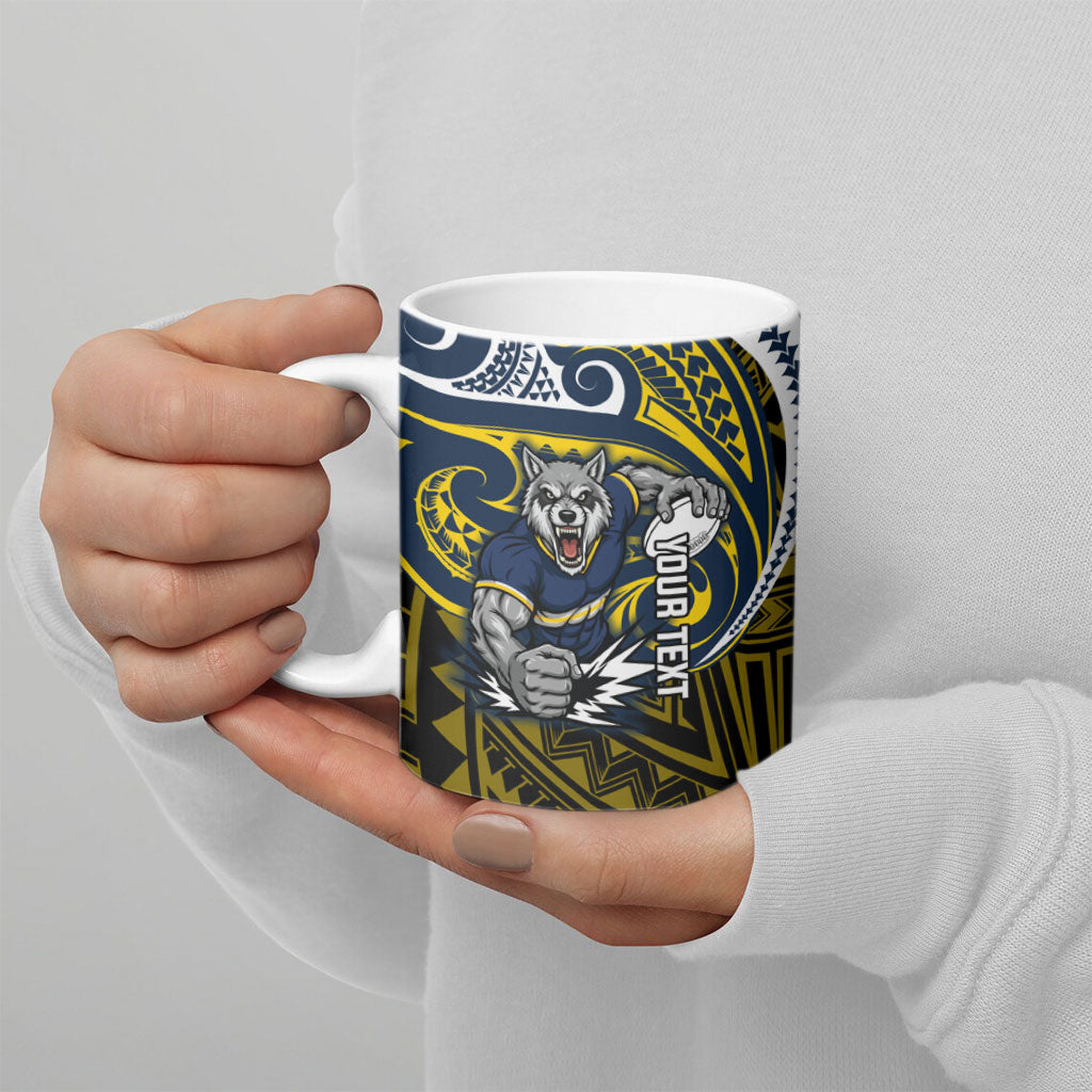 Custom North Queensland Cowboys Ceramic Mug Bull Warrior Polynesia Islander Rugby Mascot