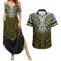 Custom North Queensland Cowboys Couples Matching Summer Maxi Dress and Hawaiian Shirt Bull Warrior Polynesia Islander Rugby Mascot