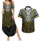 Custom North Queensland Cowboys Couples Matching Summer Maxi Dress and Hawaiian Shirt Bull Warrior Polynesia Islander Rugby Mascot