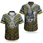 Custom North Queensland Cowboys Couples Matching Summer Maxi Dress and Hawaiian Shirt Bull Warrior Polynesia Islander Rugby Mascot