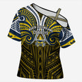Custom North Queensland Cowboys Cross Shoulder Shirt Bull Warrior Polynesia Islander Rugby Mascot
