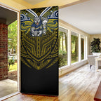Custom North Queensland Cowboys Door Cover Bull Warrior Polynesia Islander Rugby Mascot
