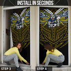 Custom North Queensland Cowboys Door Cover Bull Warrior Polynesia Islander Rugby Mascot