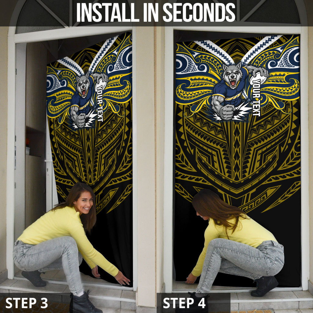 Custom North Queensland Cowboys Door Cover Bull Warrior Polynesia Islander Rugby Mascot