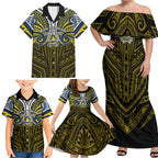 Custom North Queensland Cowboys Family Matching Off Shoulder Maxi Dress and Hawaiian Shirt Bull Warrior Polynesia Islander Rugby Mascot