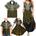 Custom North Queensland Cowboys Family Matching Summer Maxi Dress and Hawaiian Shirt Bull Warrior Polynesia Islander Rugby Mascot