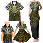 Custom North Queensland Cowboys Family Matching Tank Maxi Dress and Hawaiian Shirt Bull Warrior Polynesia Islander Rugby Mascot