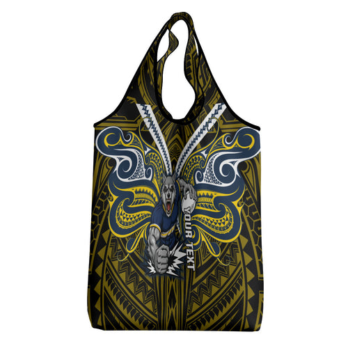 Custom North Queensland Cowboys Grocery Bag Bull Warrior Polynesia Islander Rugby Mascot
