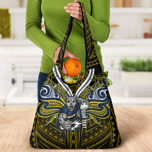 Custom North Queensland Cowboys Grocery Bag Bull Warrior Polynesia Islander Rugby Mascot