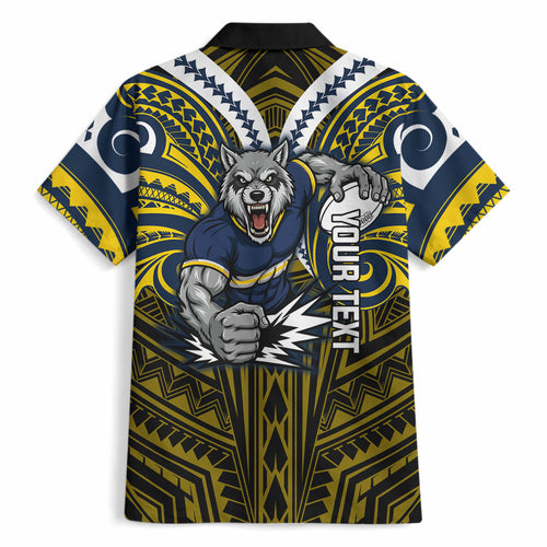 Custom North Queensland Cowboys Hawaiian Shirt Bull Warrior Polynesia Islander Rugby Mascot