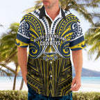 Custom North Queensland Cowboys Hawaiian Shirt Bull Warrior Polynesia Islander Rugby Mascot