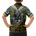 Custom North Queensland Cowboys Hawaiian Shirt Bull Warrior Polynesia Islander Rugby Mascot