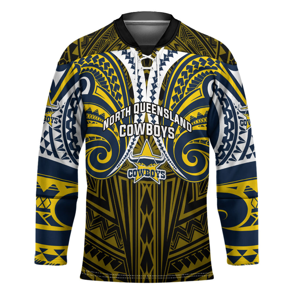 Custom North Queensland Cowboys Hockey Jersey Bull Warrior Polynesia Islander Rugby Mascot