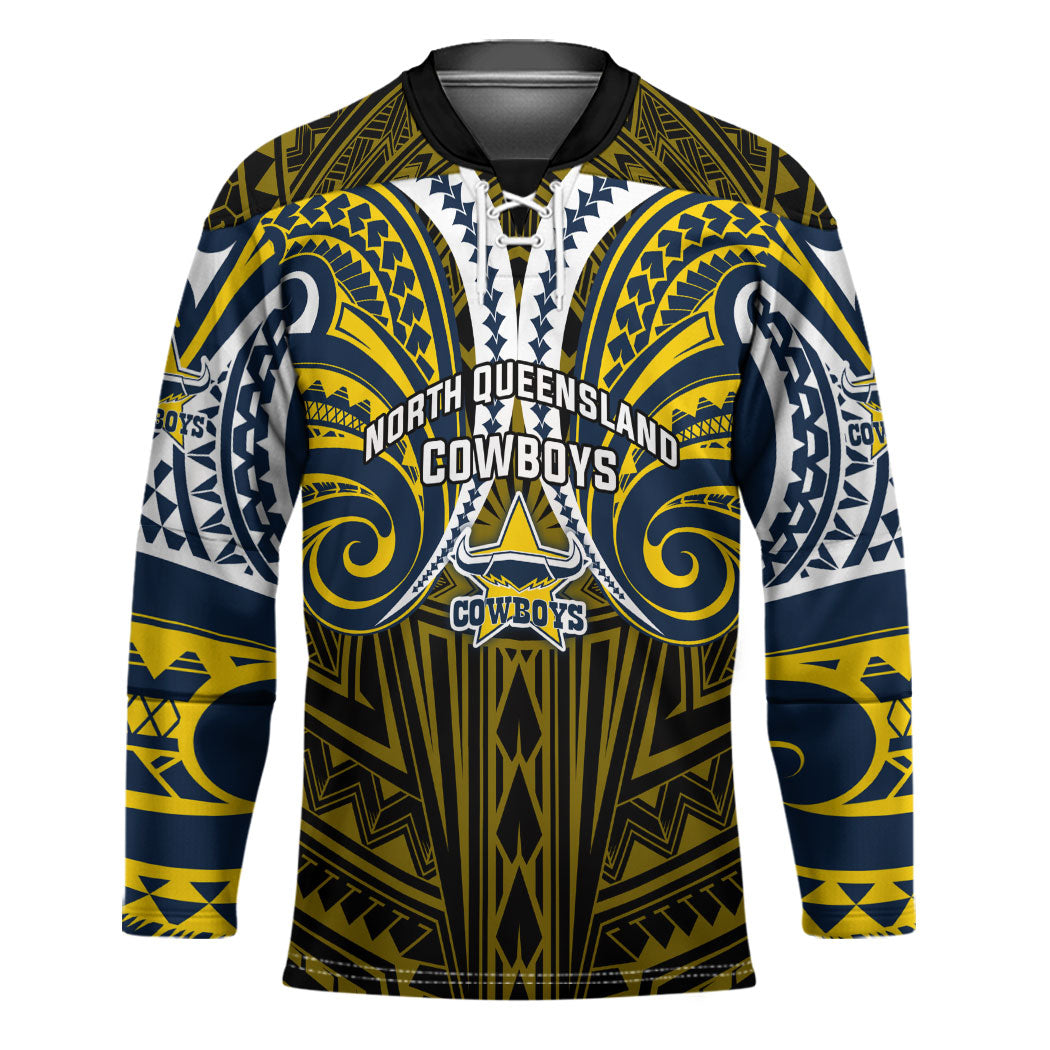 Custom North Queensland Cowboys Hockey Jersey Bull Warrior Polynesia Islander Rugby Mascot