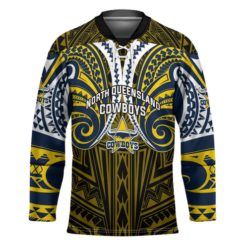 Custom North Queensland Cowboys Hockey Jersey Bull Warrior Polynesia Islander Rugby Mascot