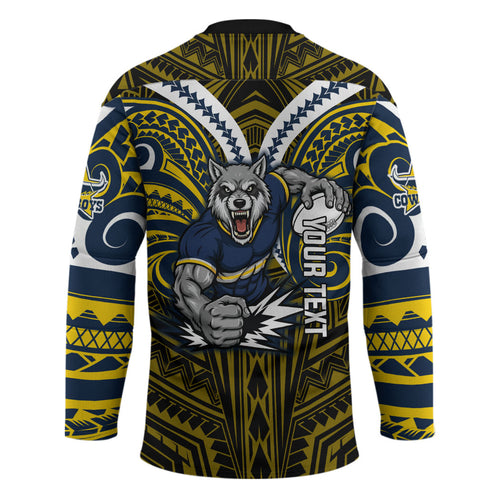 Custom North Queensland Cowboys Hockey Jersey Bull Warrior Polynesia Islander Rugby Mascot