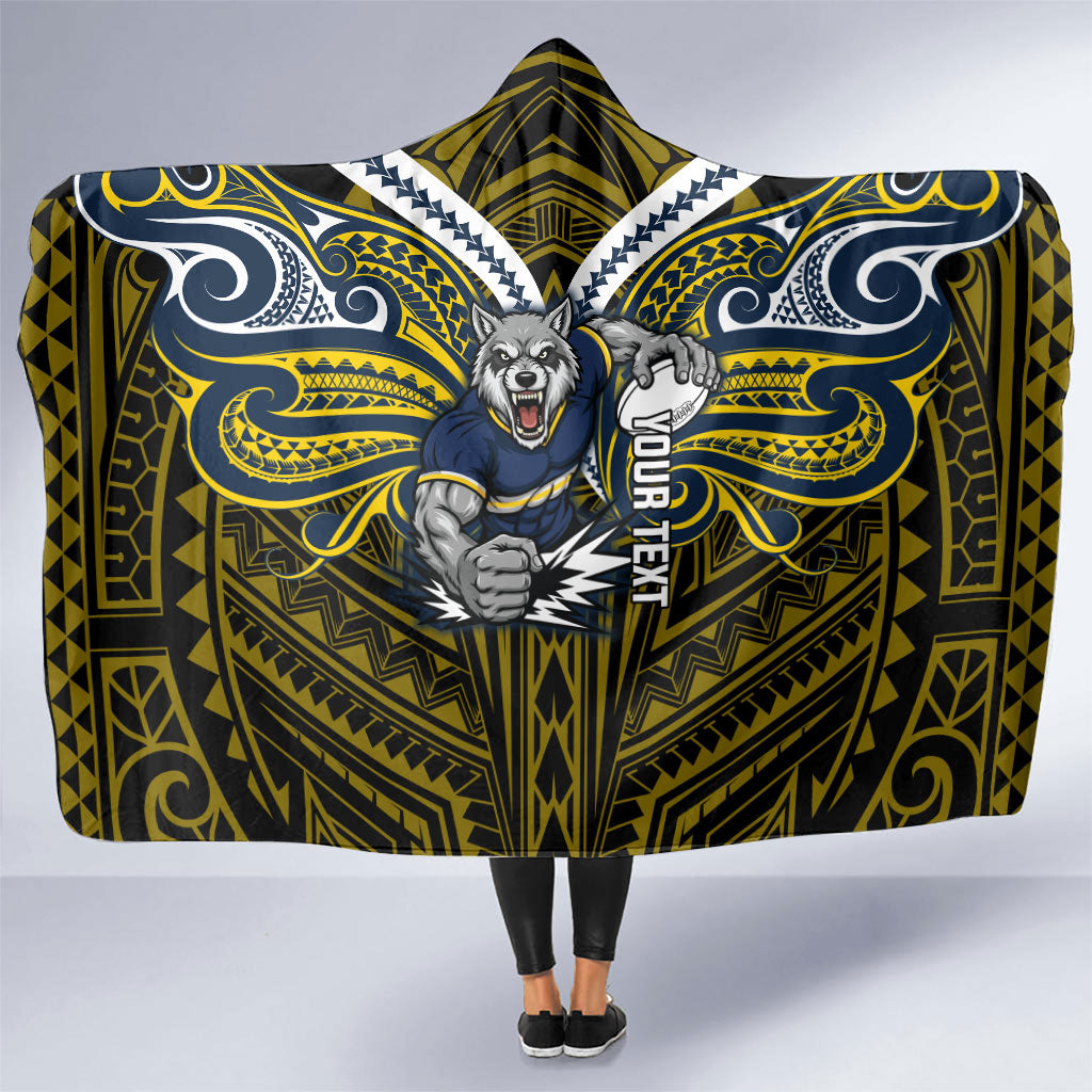 Custom North Queensland Cowboys Hooded Blanket Bull Warrior Polynesia Islander Rugby Mascot
