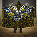 Custom North Queensland Cowboys Hooded Blanket Bull Warrior Polynesia Islander Rugby Mascot