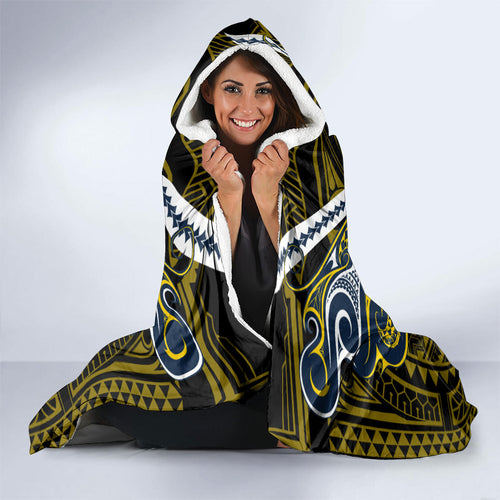 Custom North Queensland Cowboys Hooded Blanket Bull Warrior Polynesia Islander Rugby Mascot