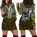 Custom North Queensland Cowboys Hoodie Dress Bull Warrior Polynesia Islander Rugby Mascot
