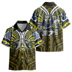 Custom North Queensland Cowboys Kid Hawaiian Shirt Bull Warrior Polynesia Islander Rugby Mascot