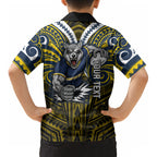 Custom North Queensland Cowboys Kid Hawaiian Shirt Bull Warrior Polynesia Islander Rugby Mascot