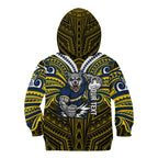 Custom North Queensland Cowboys Kid Hoodie Bull Warrior Polynesia Islander Rugby Mascot