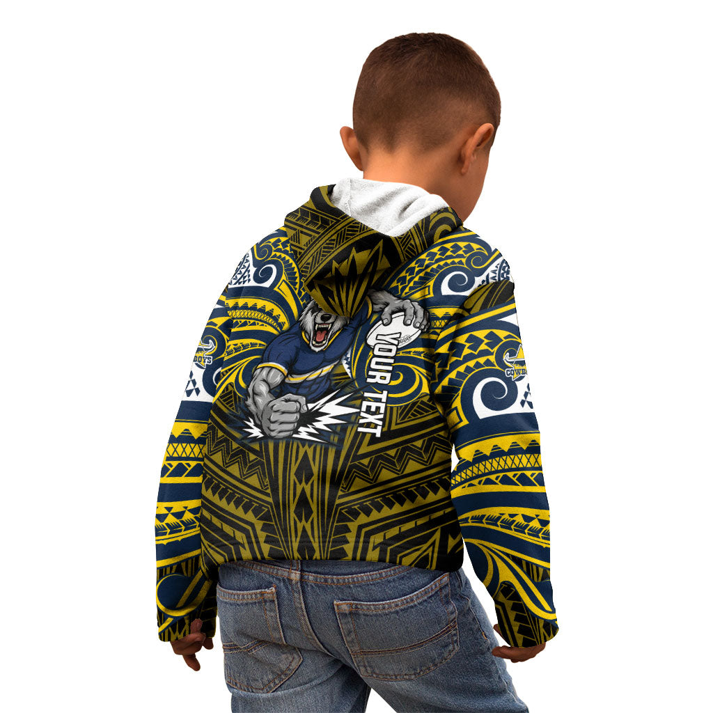 Custom North Queensland Cowboys Kid Hoodie Bull Warrior Polynesia Islander Rugby Mascot