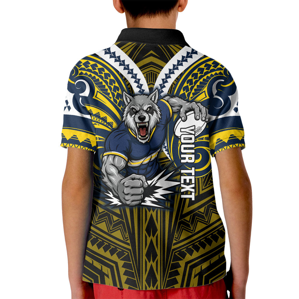 Custom North Queensland Cowboys Kid Polo Shirt Bull Warrior Polynesia Islander Rugby Mascot