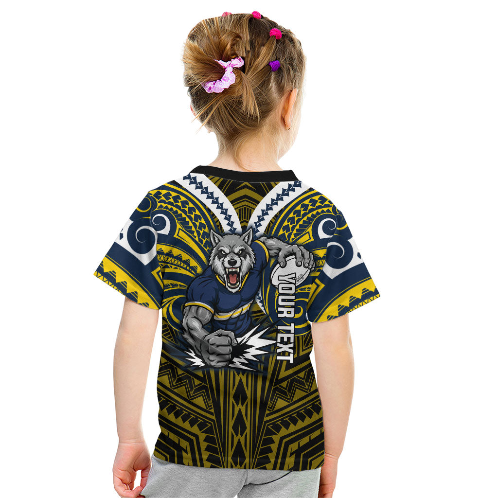 Custom North Queensland Cowboys Kid T Shirt Bull Warrior Polynesia Islander Rugby Mascot