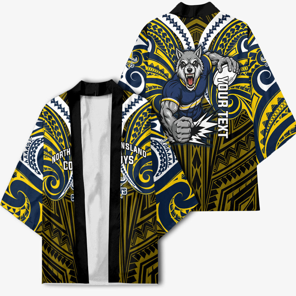 Custom North Queensland Cowboys Kimono Bull Warrior Polynesia Islander Rugby Mascot