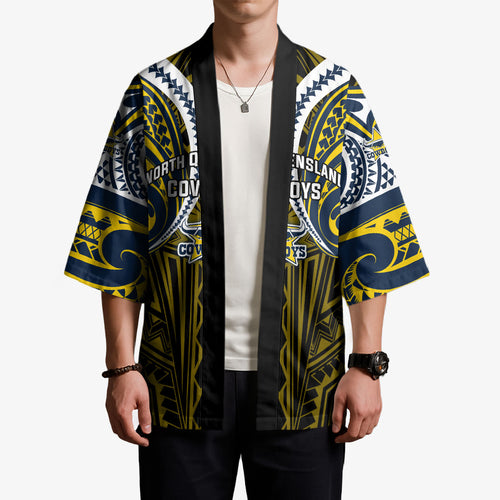 Custom North Queensland Cowboys Kimono Bull Warrior Polynesia Islander Rugby Mascot