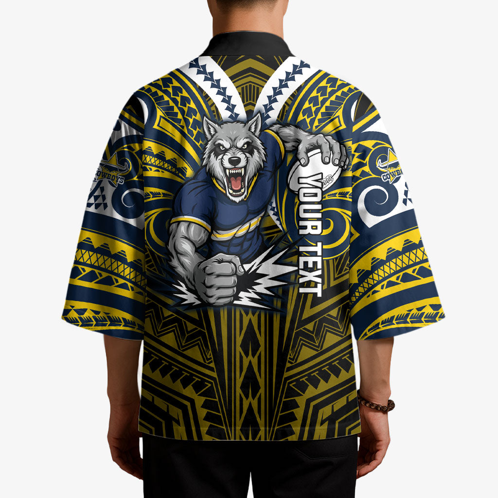 Custom North Queensland Cowboys Kimono Bull Warrior Polynesia Islander Rugby Mascot