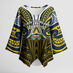 Custom North Queensland Cowboys Kimono Sleeve Blouse Bull Warrior Polynesia Islander Rugby Mascot