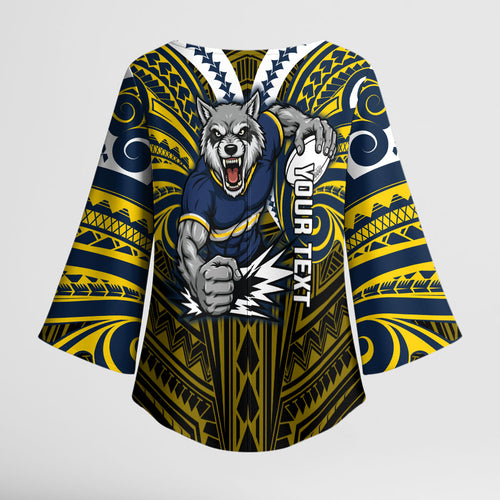Custom North Queensland Cowboys Kimono Sleeve Blouse Bull Warrior Polynesia Islander Rugby Mascot